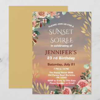 Botanische Sunset Soiree Verjaardagsfeest Viering Kaart
