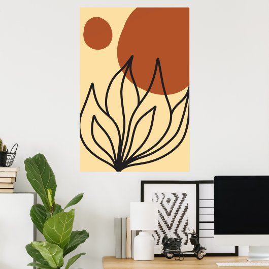 Botanische Symmetrie Abstracte lijn Art Wall Print (Thuiskantoor)