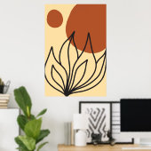 Botanische Symmetrie Abstracte Line Art Wall Print (Thuiskantoor)