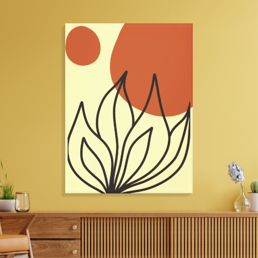 Botanische Symmetrie Abstracte Line Art Wall Print (Insitu (Woonkamer))