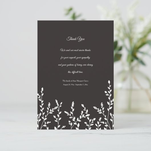 Botanische sympathie bedankje kaart (Staand voorkant)