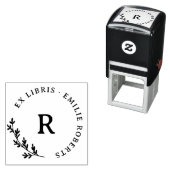 Botanische tak Initiaal ronde naam ex libris Zelfinktende Stempel (In situ)