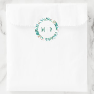 Botanische takken aquarel thema Helder kleuren Ronde Sticker