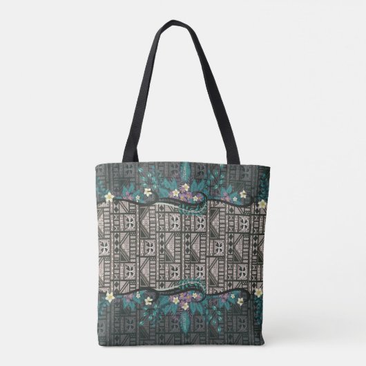 Botanische Tapa Fusion in Hawaiian Tote Bag (Achterkant)