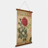  botanische tapijten - Franse rode roze Hangend Wandkleed (Gebogen)