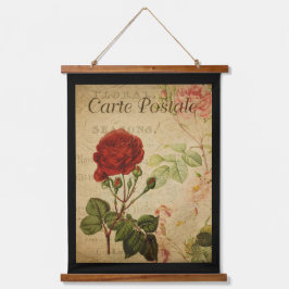  botanische tapijten - Zwarte achtergrond Roos Hangend Wandkleed