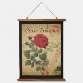  botanische tapijten - Zwarte achtergrond Roos Hangend Wandkleed