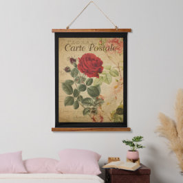  botanische tapijten - Zwarte achtergrond Roos Hangend Wandkleed