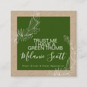 Botanische tekening groene tuin plant zitter kraft vierkante visitekaartje