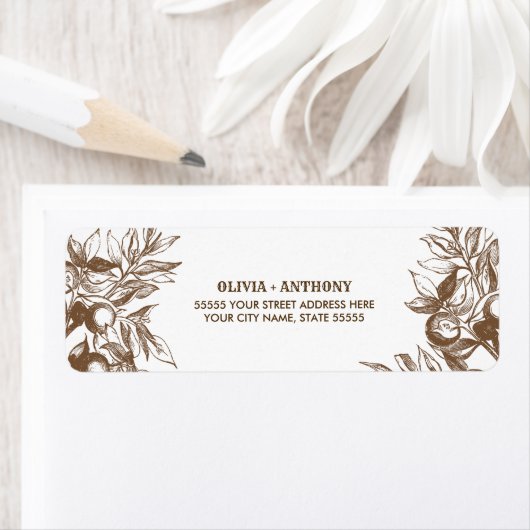 Botanische tekening Rustic Return Address Label (Insitu)