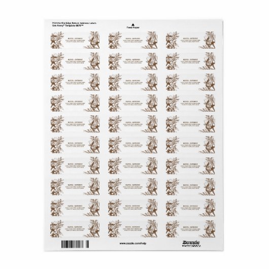 Botanische tekening Rustic Return Address Label (Full Sheet)