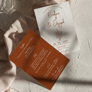 Botanische Terracotta Bloemen Alles In Een Bruilof Kaart