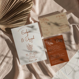 Botanische Terracotta Bloemen Boho Unieke Bruiloft Kaart