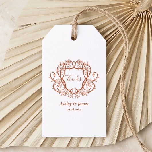Botanische Terracotta Dank U Trouwrand Cadeaulabel