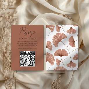 Botanische Terracotta Ginkgo-blad Huwelijks RSVP K Kaartje