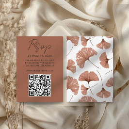 Botanische Terracotta Ginkgo Leaf Wedding RSVP Kaa Kaartje