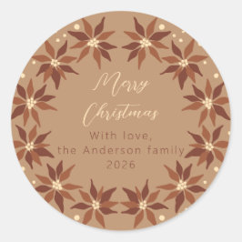 Botanische terracotta Kerstmis familienaam Ronde Sticker