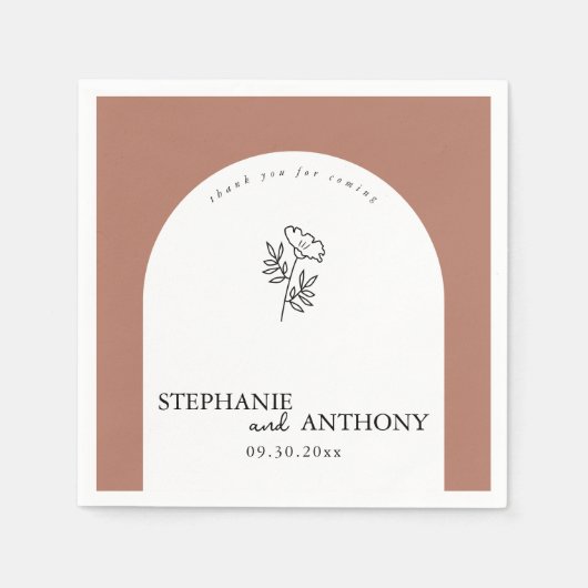 Botanische terracotta Wildflower Arch Wedding Servet (Voorkant)