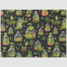 Botanische Terrariums op zwart tissuepapier