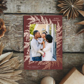 Botanische Thanksgiving Foto Bourgogne Roos Gold Folie Feestdagenkaart