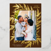 Botanische Thanksgiving foto bruin goud Folie Feestdagenkaart (Voorkant)