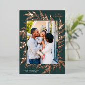 Botanische Thanksgiving Foto groen Roos goud Folie Feestdagenkaart (Staand Voorkant)