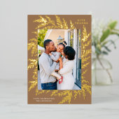 Botanische Thanksgiving Foto Tarwe Goud Folie Feestdagenkaart (Staand Voorkant)