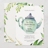 Botanische thee-bridale doucheuitnodiging kaart (Voorkant / Achterkant)