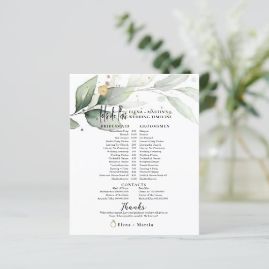 Botanische tijdlijn voor tekstbruiloft in script v (Staand voorkant)