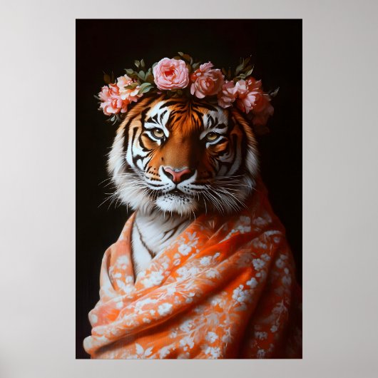 Botanische Tijger Kunstprint, Gewijzigd Dier Poster (Voorkant)