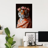 Botanische Tijger Kunstprint, Gewijzigd Dier Poster (Thuiskantoor)
