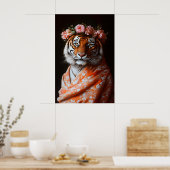 Botanische Tijger Kunstprint, Gewijzigd Dier Poster (Keuken)