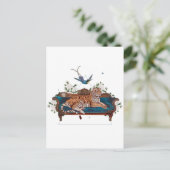 Botanische Tijger op Lounge Chair Briefkaart (Staand voorkant)