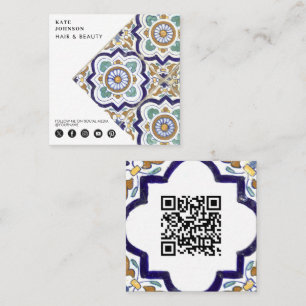  Botanische Tiles QR Code Social Media Icons Vierkante Visitekaartje