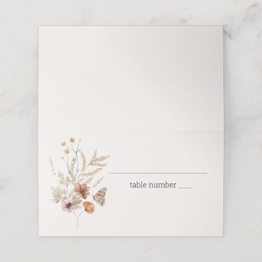 botanische tiny Floral bruiloft Plaatskaartje (Buitenkant ongevouwen)