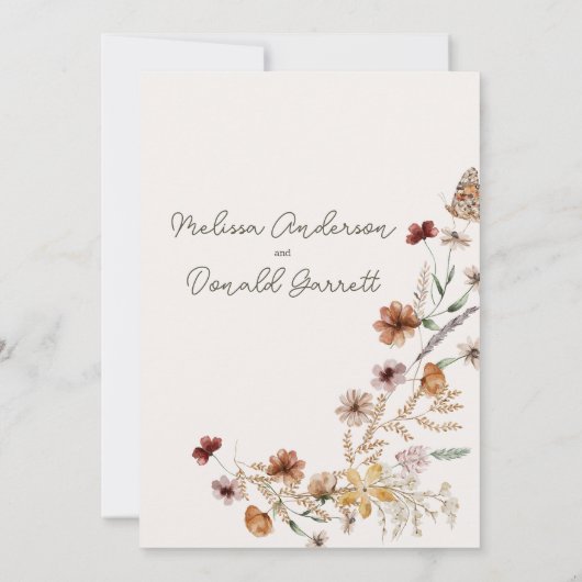 botanische tiny Floral Engagement Party Kaart (Achterkant)