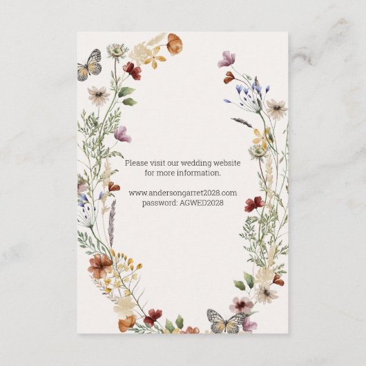  botanische tiny Floral Wedding Informatiekaartje (Achterkant)