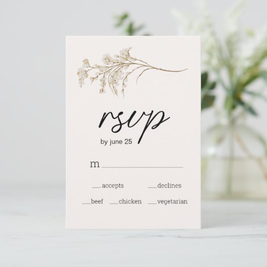  botanische tiny Floral Wedding RSVP Kaart (Staand voorkant)