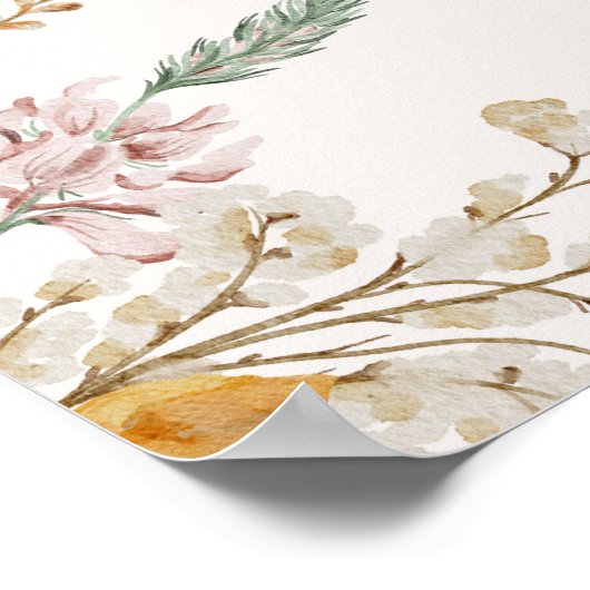  botanische tiny Floral Wedding Schedule Poster (Hoek)