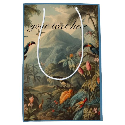  botanische toekan en aanpasbare bloemetjes medium cadeauzakje (Voorkant)