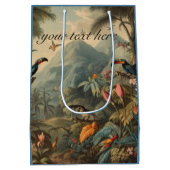  botanische toekan en aanpasbare bloemetjes medium cadeauzakje (Achterkant)