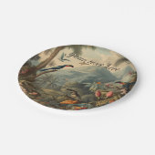  botanische toekan en aanpasbare bloemetjes papieren bordje (Gekanteld)