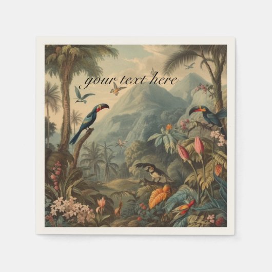  botanische toekan en aanpasbare bloemetjes servet (Voorkant)