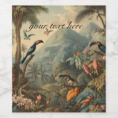  botanische toekan en aanpasbare bloemetjes wijn etiket (Enkel label)