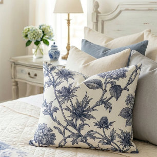Botanische Toile   Hortensia & Stranddistel Accent Kussen