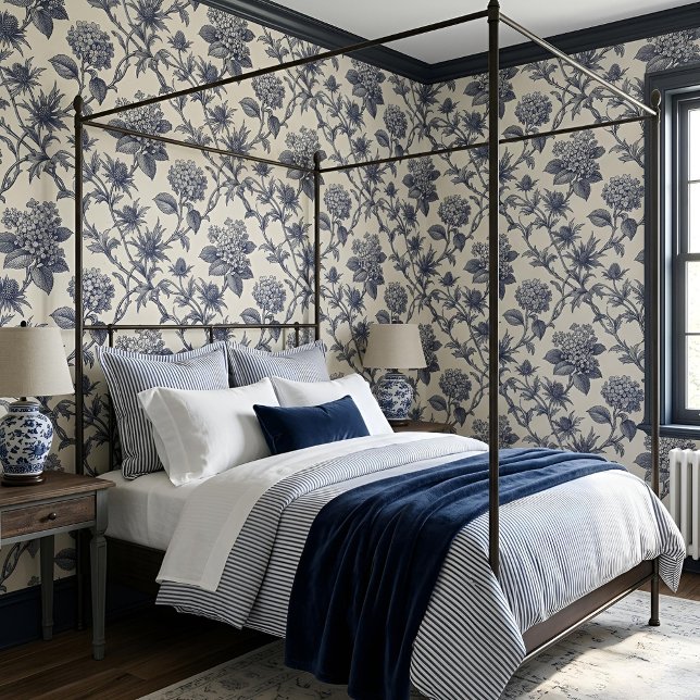 Botanische Toile | Hortensia & Zeehollander Behang (Bedroom)