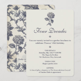Botanische toile Hydrangea Zee Hulst 40e verjaarda Kaart