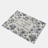 Botanische toile | Hydrangea & Zeehollie Maatwerk Deurmat (Schuin)