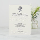 Botanische toile hydrangea zeeholly afstuderen kaart (Staand voorkant)