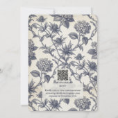 Botanische toile hydrangea zeeholly afstuderen kaart (Achterkant)
